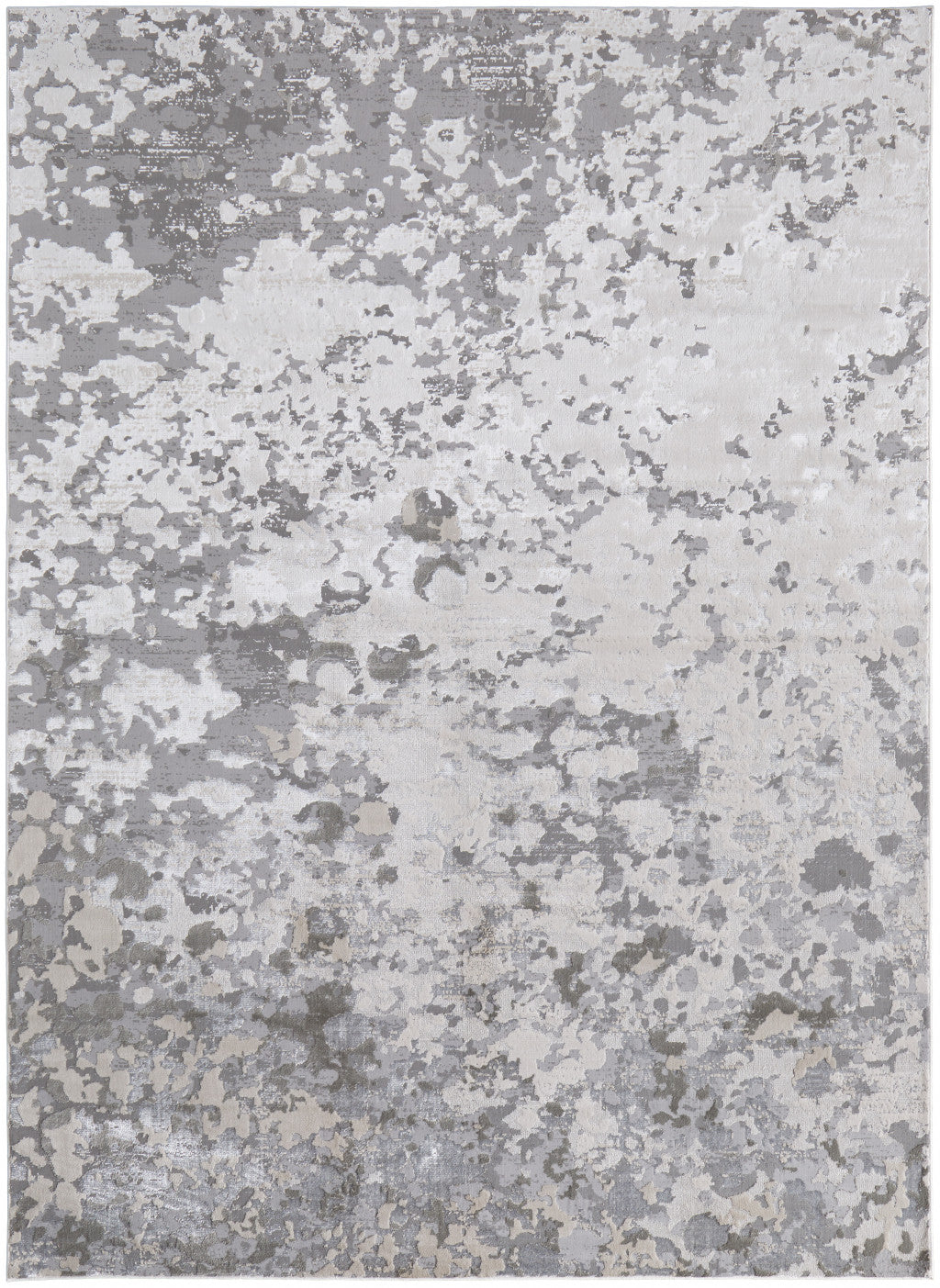 10' X 13' Silver Gray And White Abstract Stain Resistant Area Rug - Home & Garden