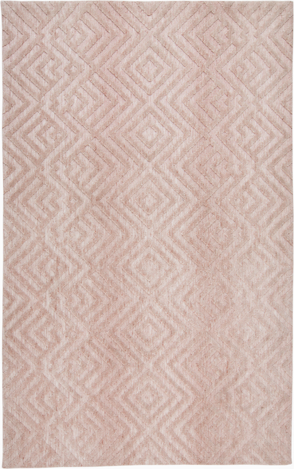 2' X 3' Pink And Ivory Geometric Stain Resistant Area Rug - Home & Garden