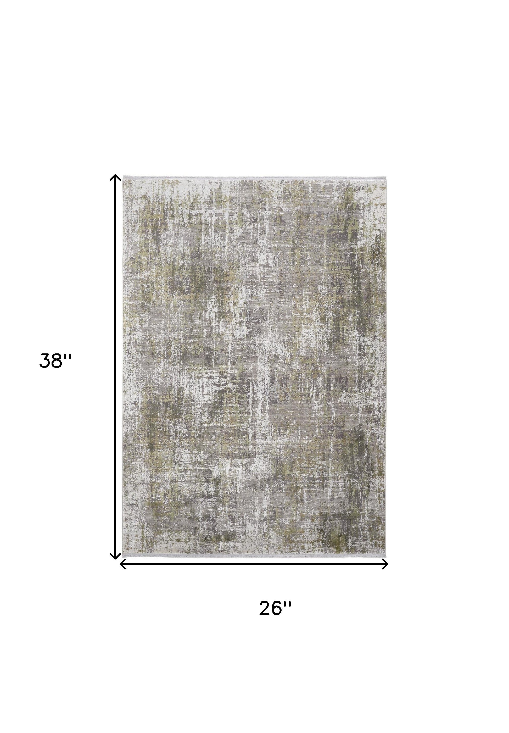 2' X 3' Gray and Ivory Abstract Non Skid Area Rug With Fringe - Home & Garden