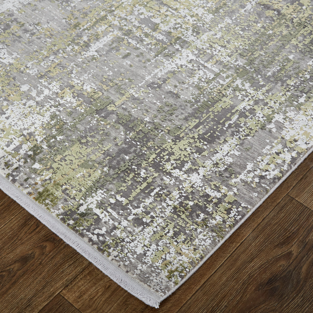 2' X 3' Gray and Ivory Abstract Non Skid Area Rug With Fringe - Home & Garden