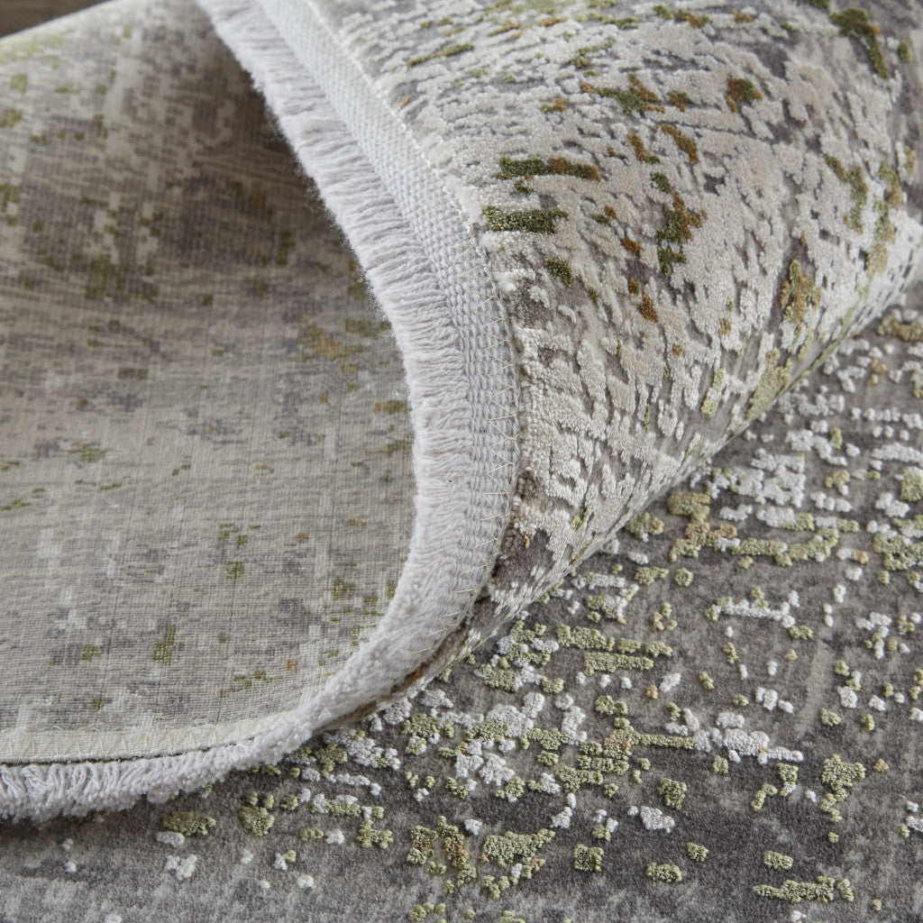 2' X 3' Gray and Ivory Abstract Non Skid Area Rug With Fringe - Home & Garden