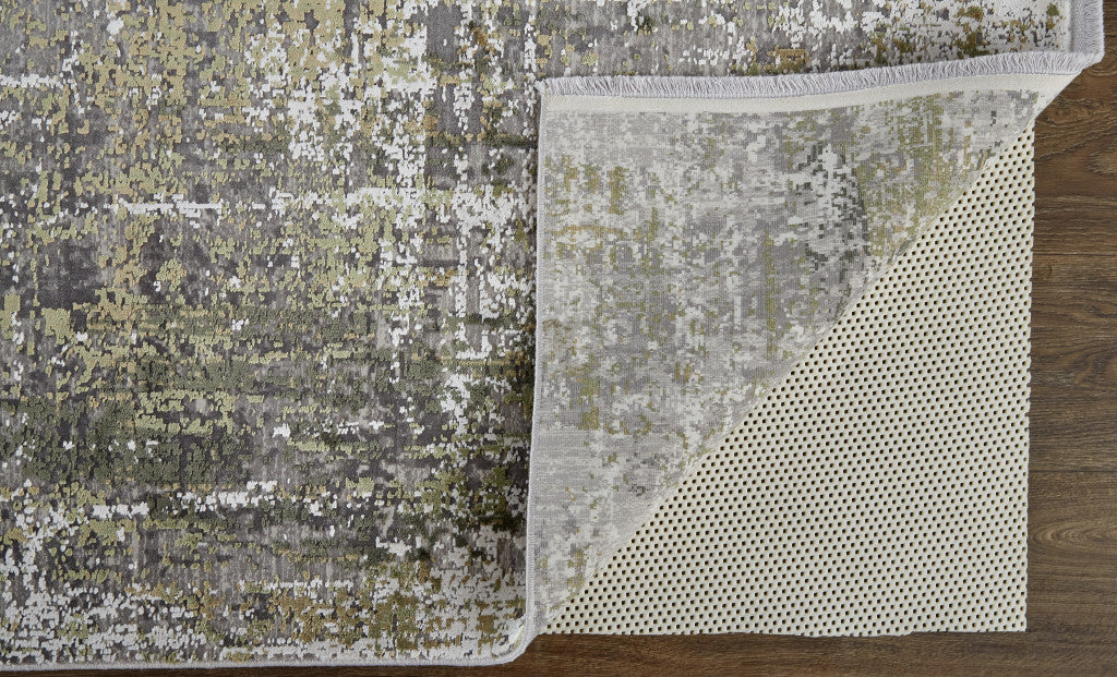 2' X 3' Gray and Ivory Abstract Non Skid Area Rug With Fringe - Home & Garden