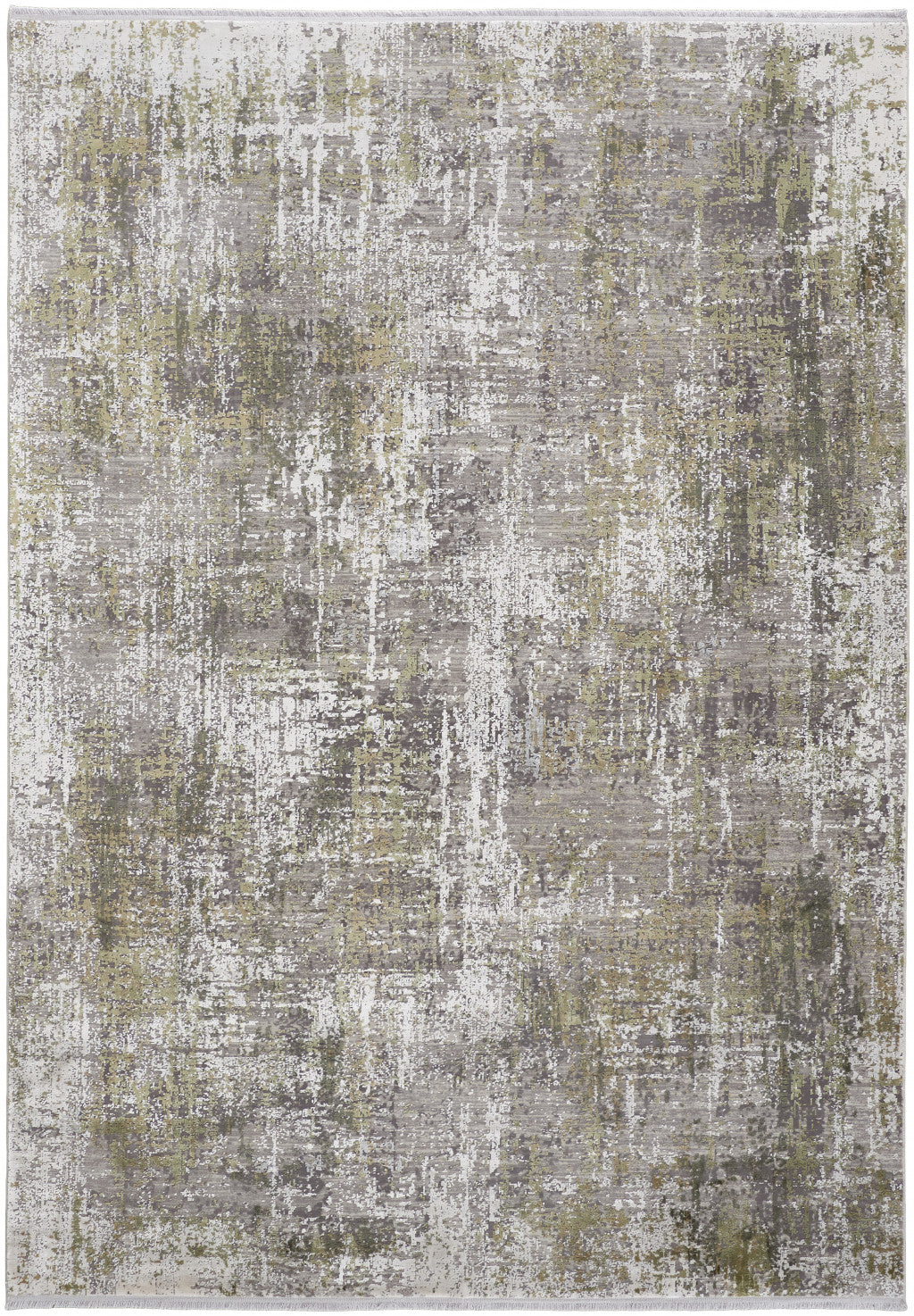 2' X 3' Gray and Ivory Abstract Non Skid Area Rug With Fringe - Home & Garden