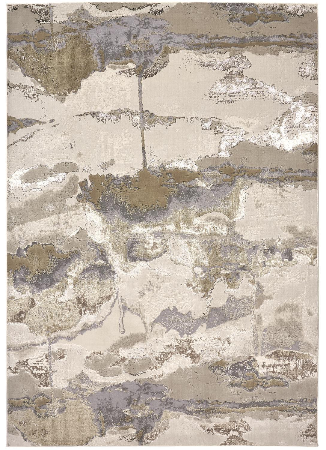 12' X 15' Ivory Brown And Gray Abstract Area Rug - Home & Garden