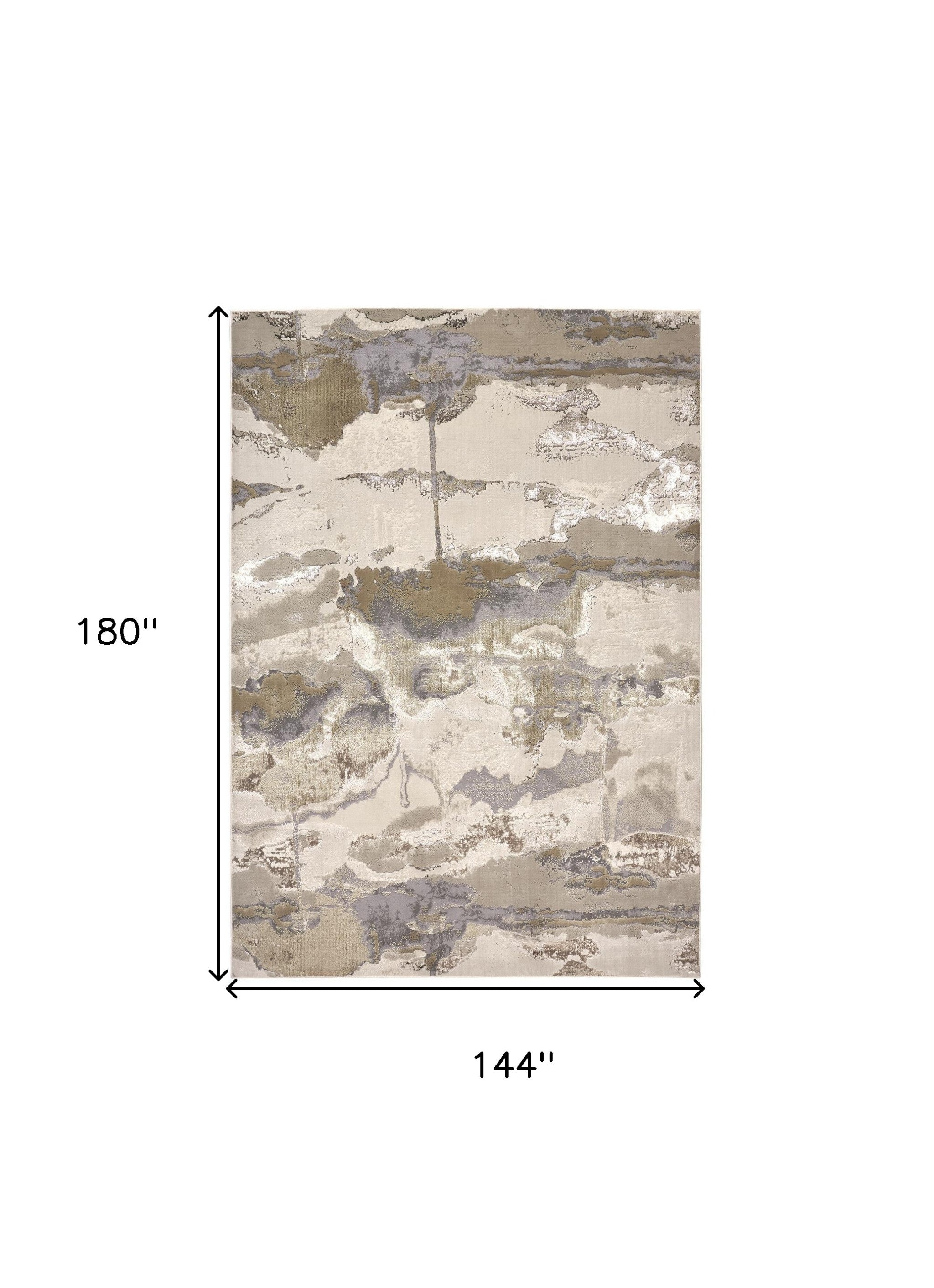 12' X 15' Ivory Brown And Gray Abstract Area Rug - Home & Garden