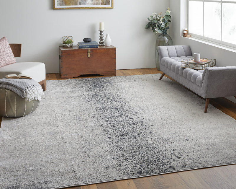 8' X 10' Gray and Ivory Abstract Power Loom Non Skid Area Rug - GreatEagleInc