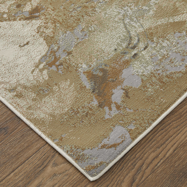 5' X 8' Beige Bronze And Black Abstract Area Rug - Home Decor