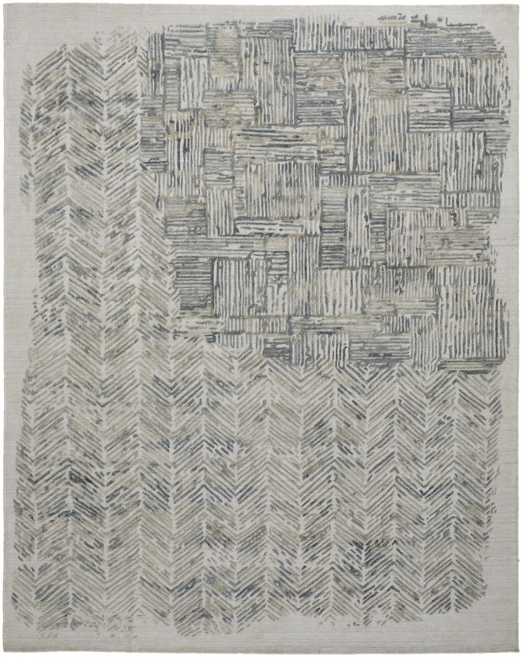 2' X 3' Green Blue And Ivory Abstract Hand Woven Area Rug - Home & Garden