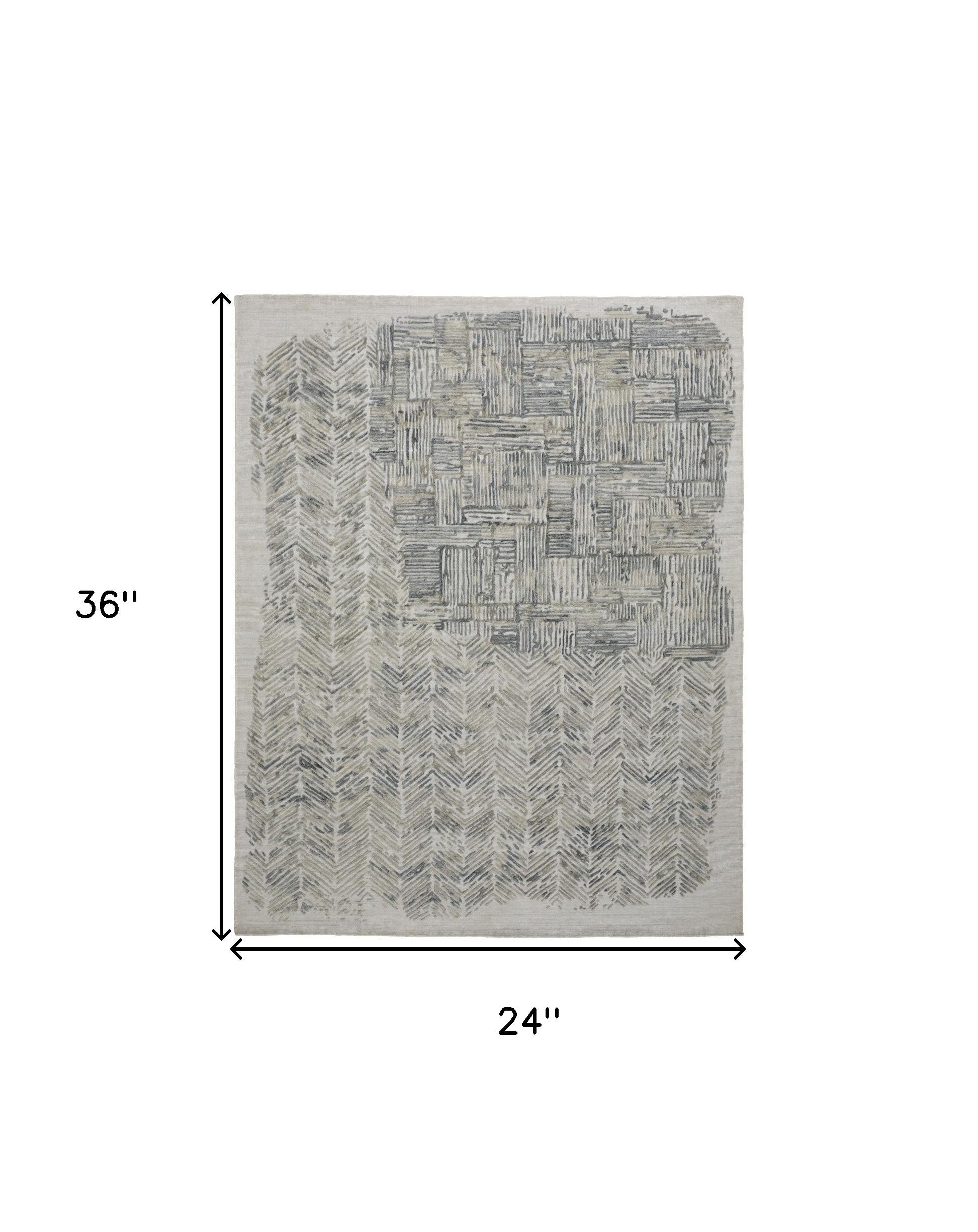 2' X 3' Green Blue And Ivory Abstract Hand Woven Area Rug - Home & Garden