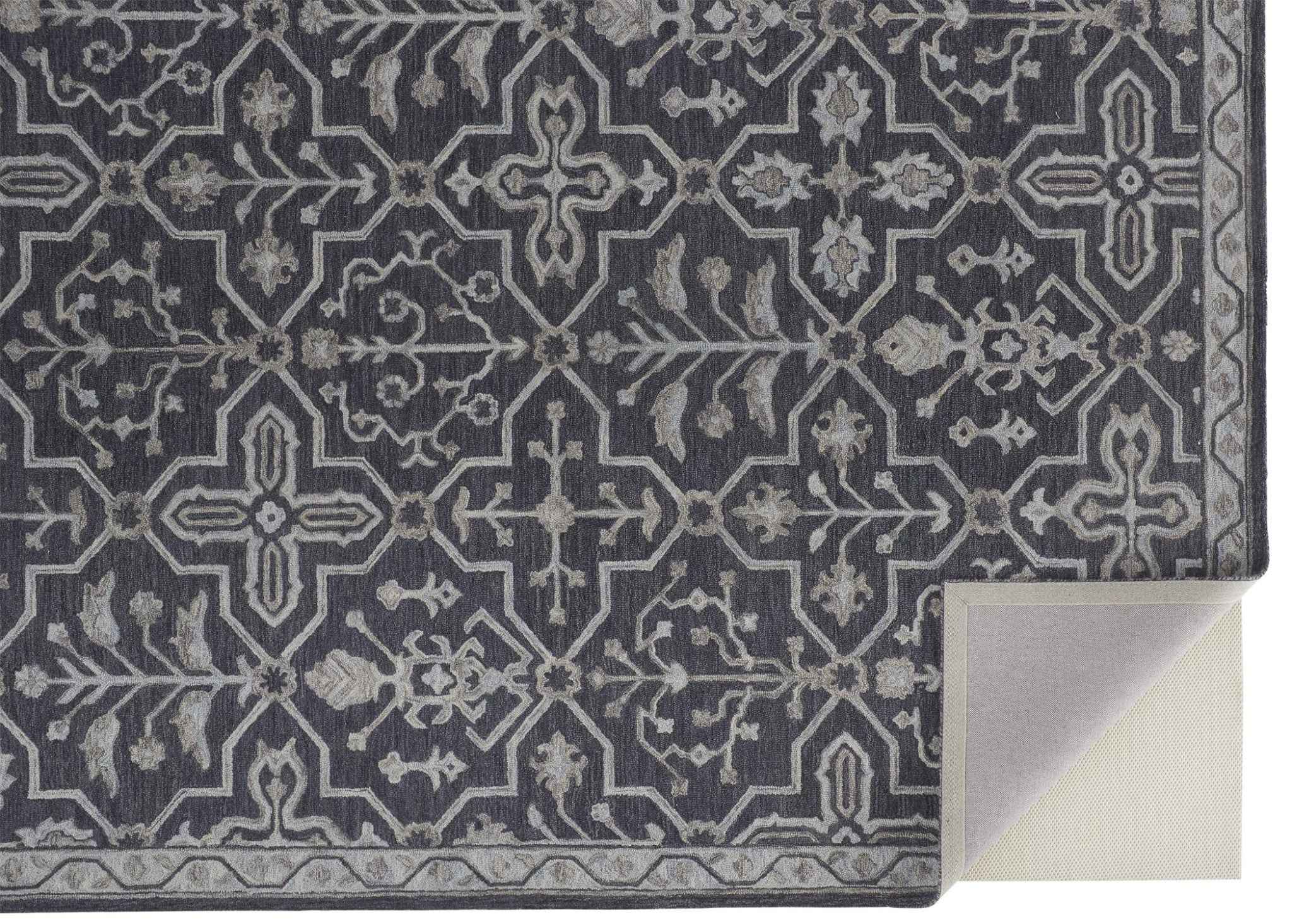 2' X 3' Blue And Gray Wool Floral Tufted Handmade Stain Resistant Area Rug