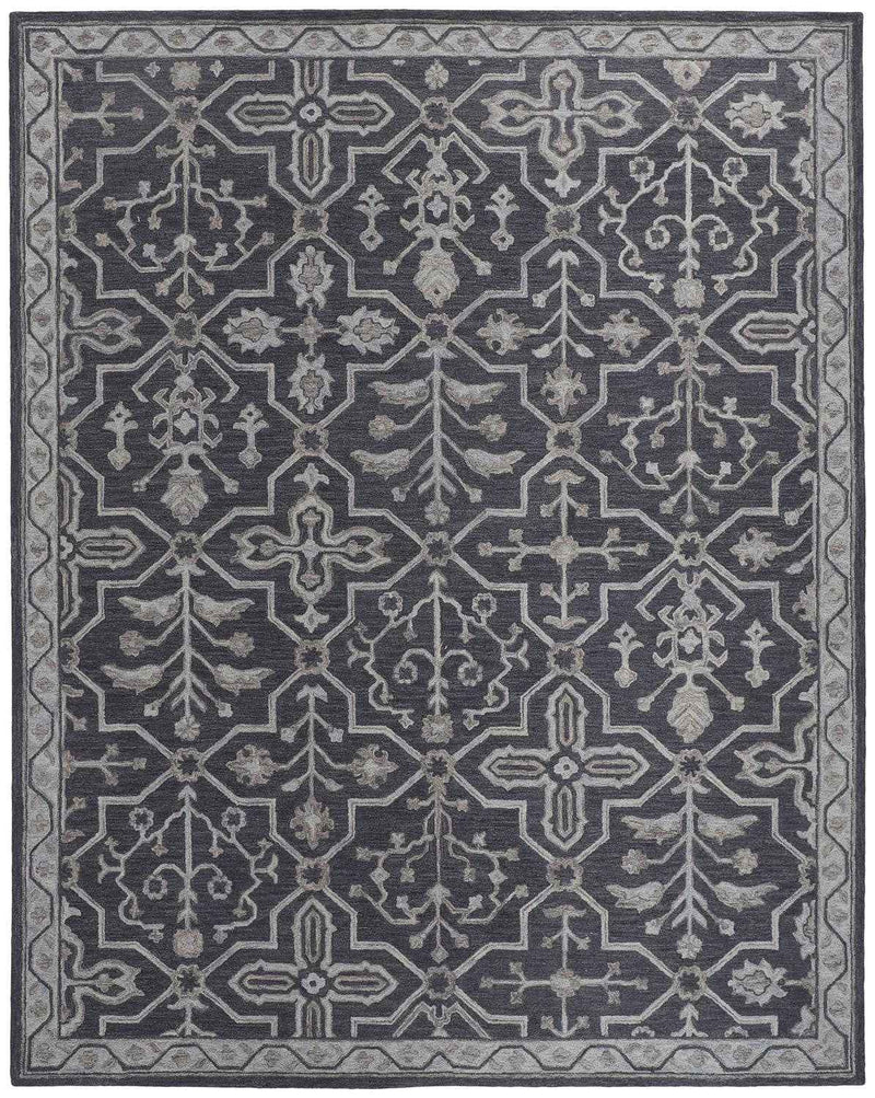 2' X 3' Blue And Gray Wool Floral Tufted Handmade Stain Resistant Area Rug