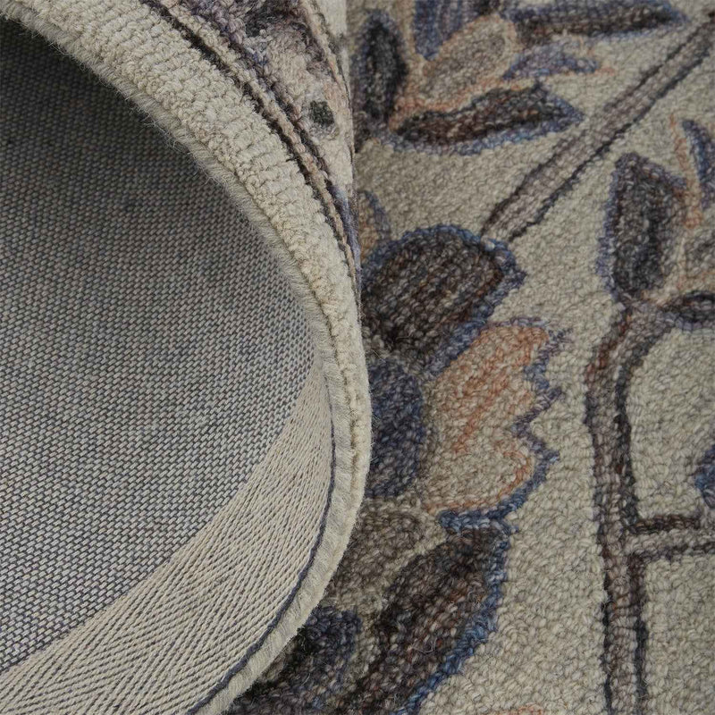 10' X 14' Ivory And Gray Wool Floral Tufted Handmade Stain Resistant Area Rug