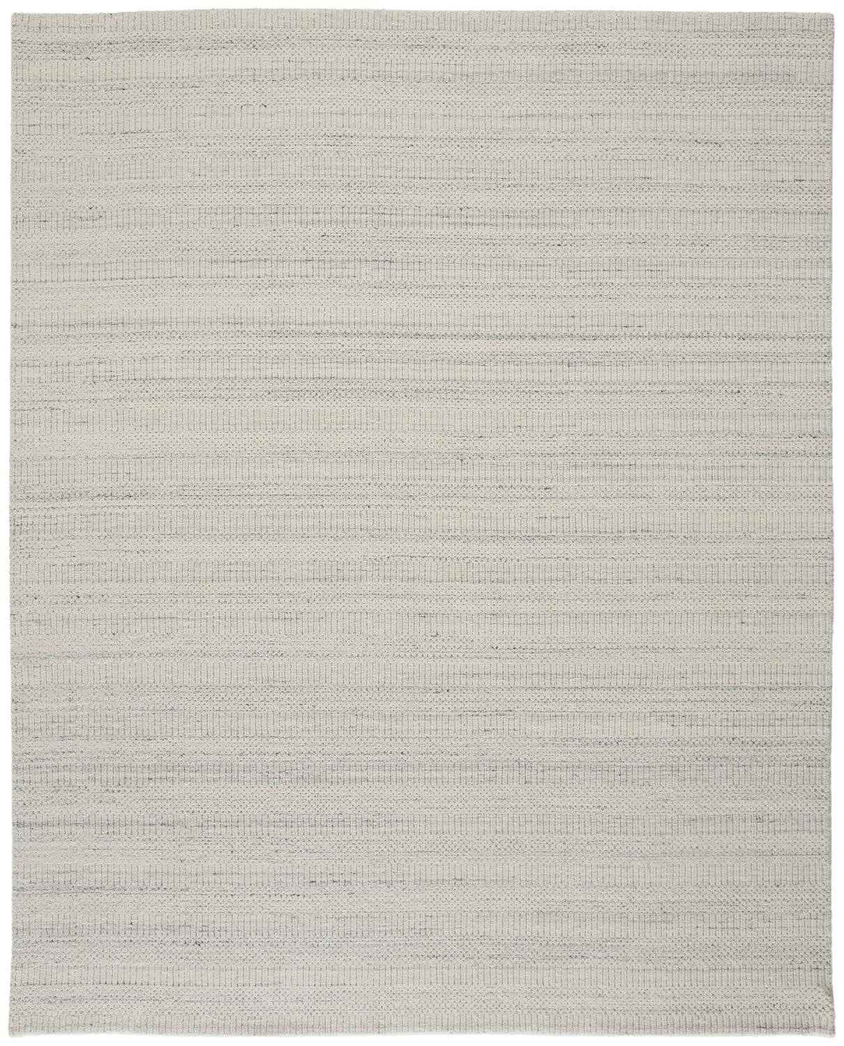 5' X 8' Ivory And Gray Wool Hand Woven Stain Resistant Area Rug