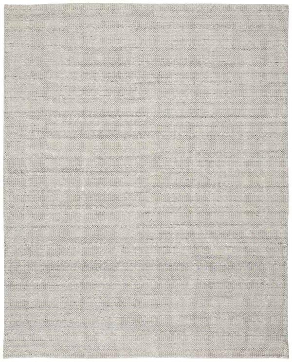 5' X 8' Ivory And Gray Wool Hand Woven Stain Resistant Area Rug