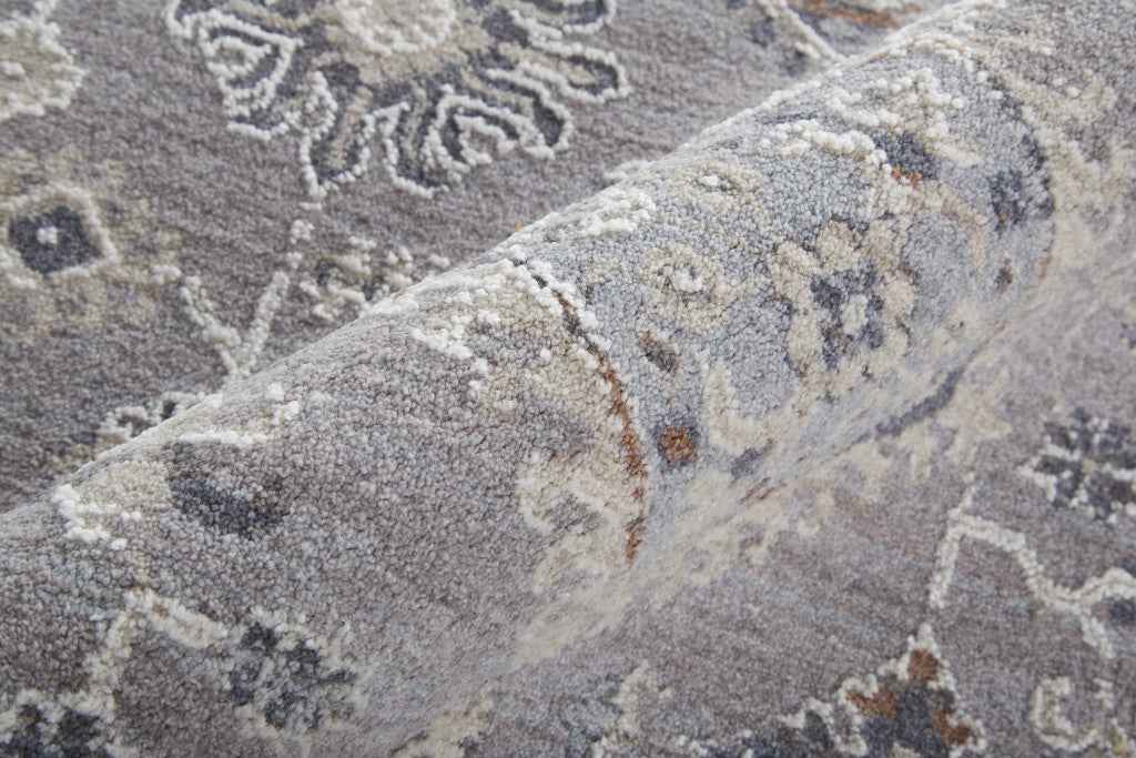 12' X 15' Gray Floral Power Loom Stain Resistant Area Rug