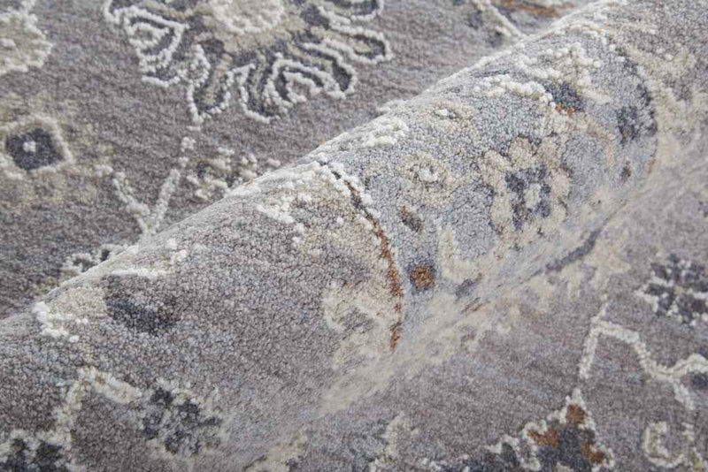 12' X 15' Gray Floral Power Loom Stain Resistant Area Rug