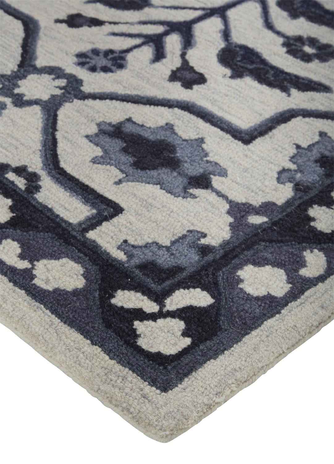 2' X 3' Taupe And Gray Wool Floral Tufted Handmade Stain Resistant Area Rug