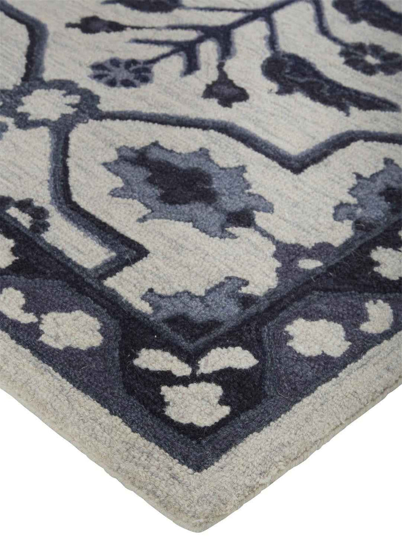 2' X 3' Taupe And Gray Wool Floral Tufted Handmade Stain Resistant Area Rug