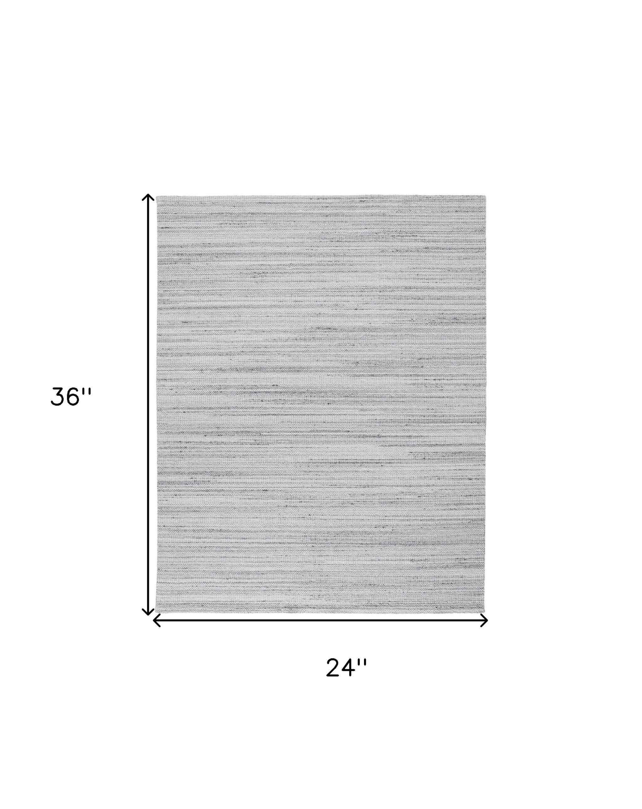 2' X 3' Silver Wool Hand Woven Stain Resistant Area Rug