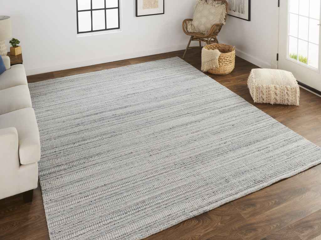 2' X 3' Silver Wool Hand Woven Stain Resistant Area Rug