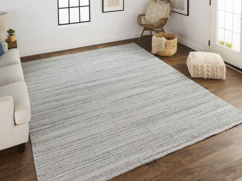 2' X 3' Silver Wool Hand Woven Stain Resistant Area Rug