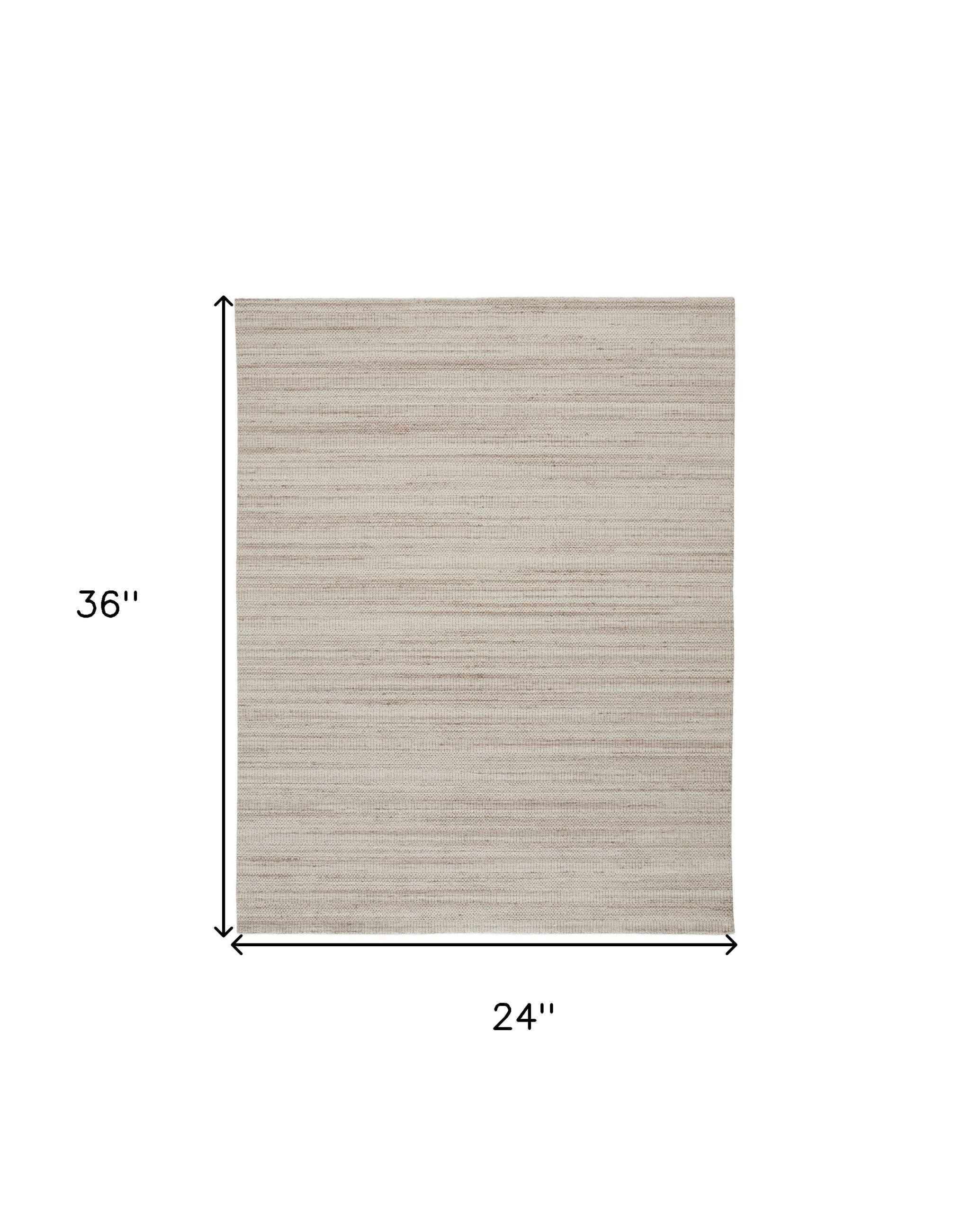 2' X 3' Ivory Wool Hand Woven Stain Resistant Area Rug