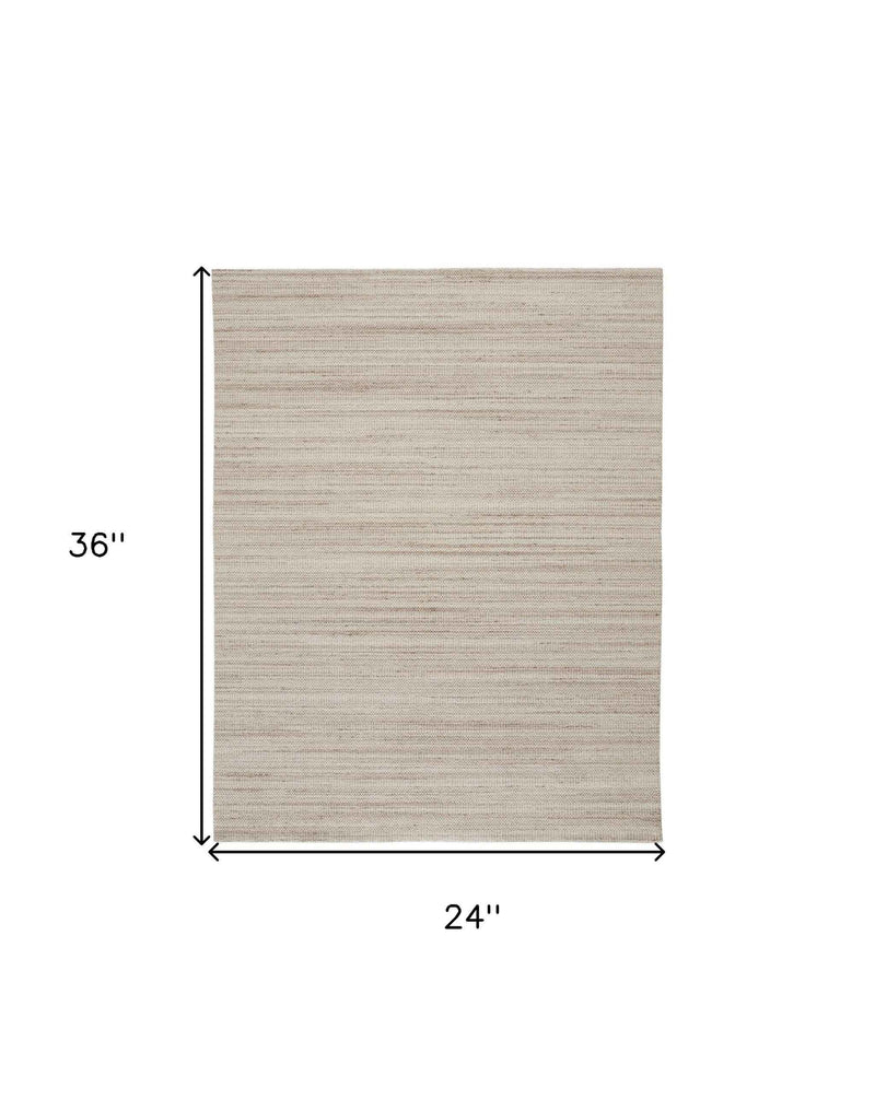 2' X 3' Ivory Wool Hand Woven Stain Resistant Area Rug