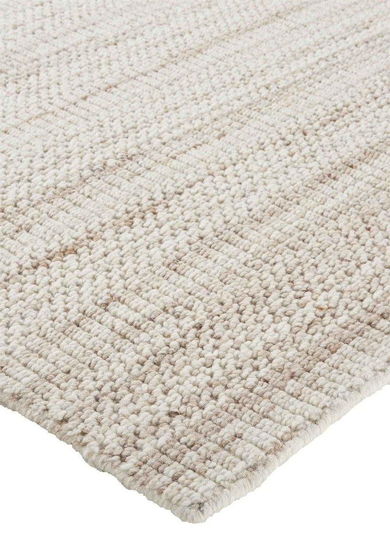 2' X 3' Ivory Wool Hand Woven Stain Resistant Area Rug