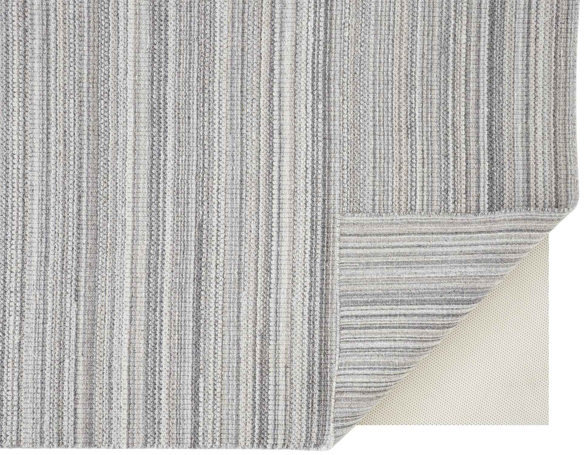 5' X 8' Gray And Taupe Wool Hand Woven Stain Resistant Area Rug