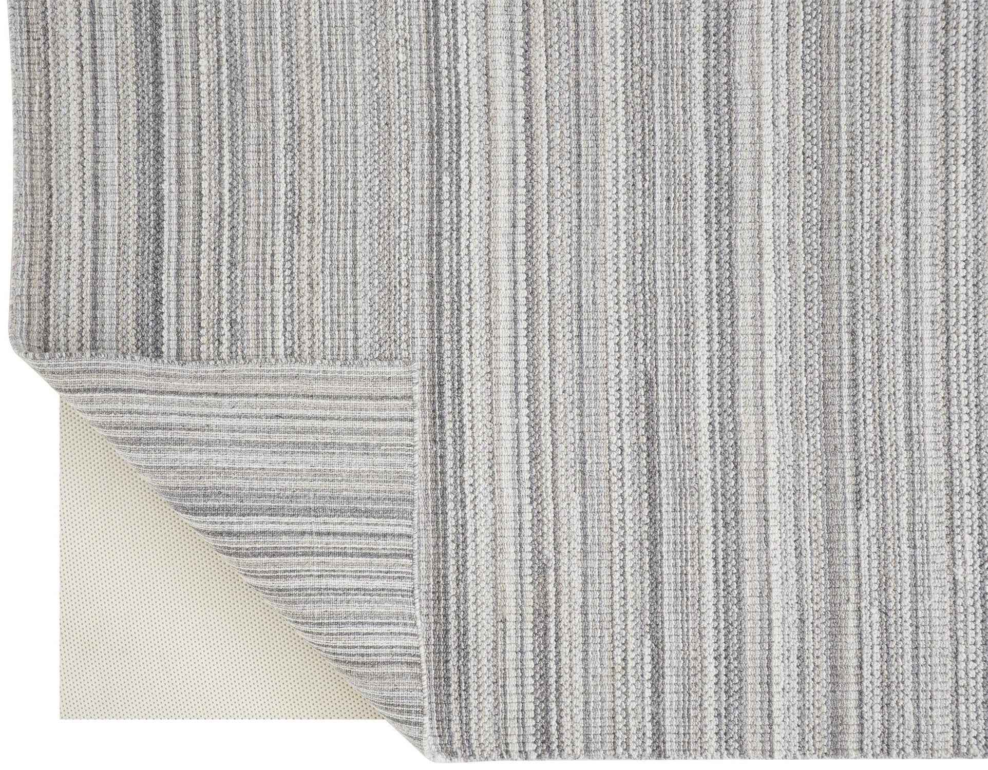 5' X 8' Gray And Taupe Wool Hand Woven Stain Resistant Area Rug
