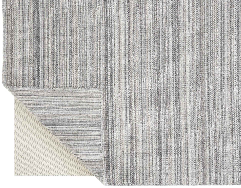 5' X 8' Gray And Taupe Wool Hand Woven Stain Resistant Area Rug
