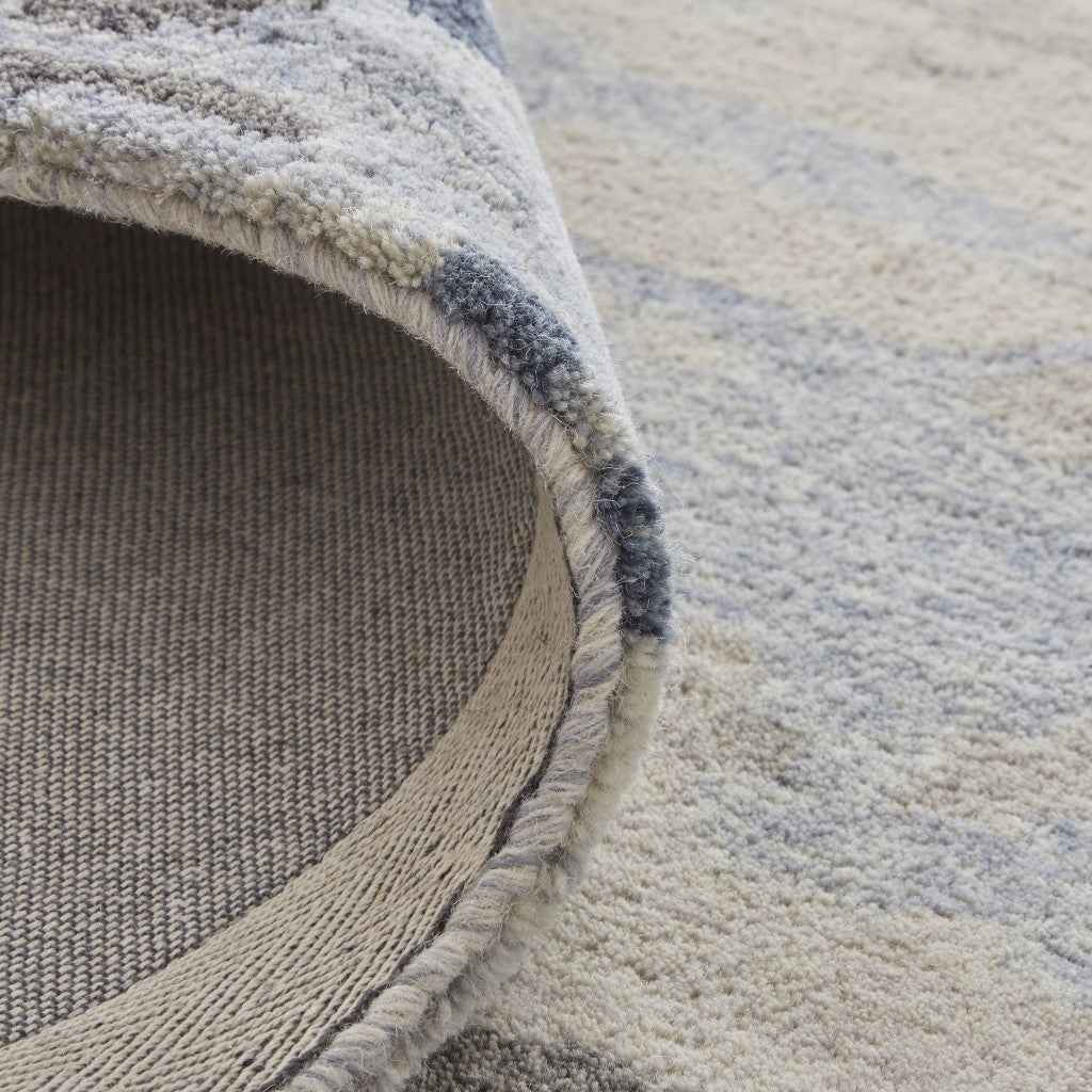 8' X 10' Blue Gray And Ivory Wool Abstract Tufted Handmade Stain Resistant Area Rug