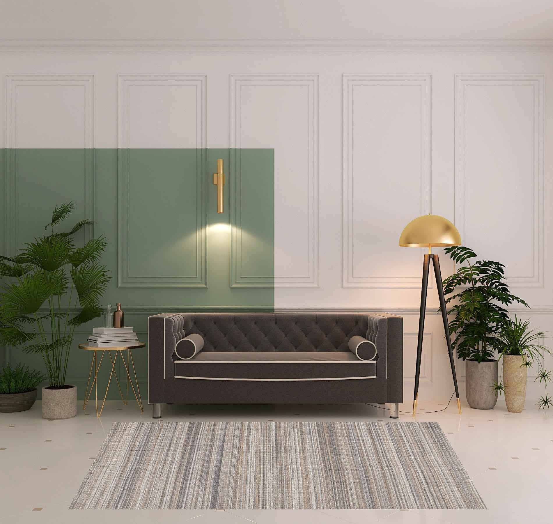 5' X 8' Brown And Taupe Wool Hand Woven Stain Resistant Area Rug