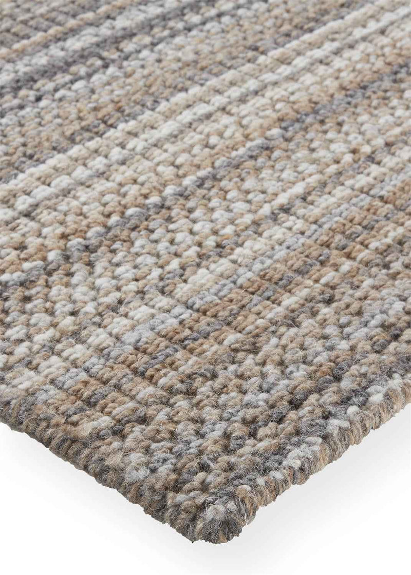 5' X 8' Brown And Taupe Wool Hand Woven Stain Resistant Area Rug