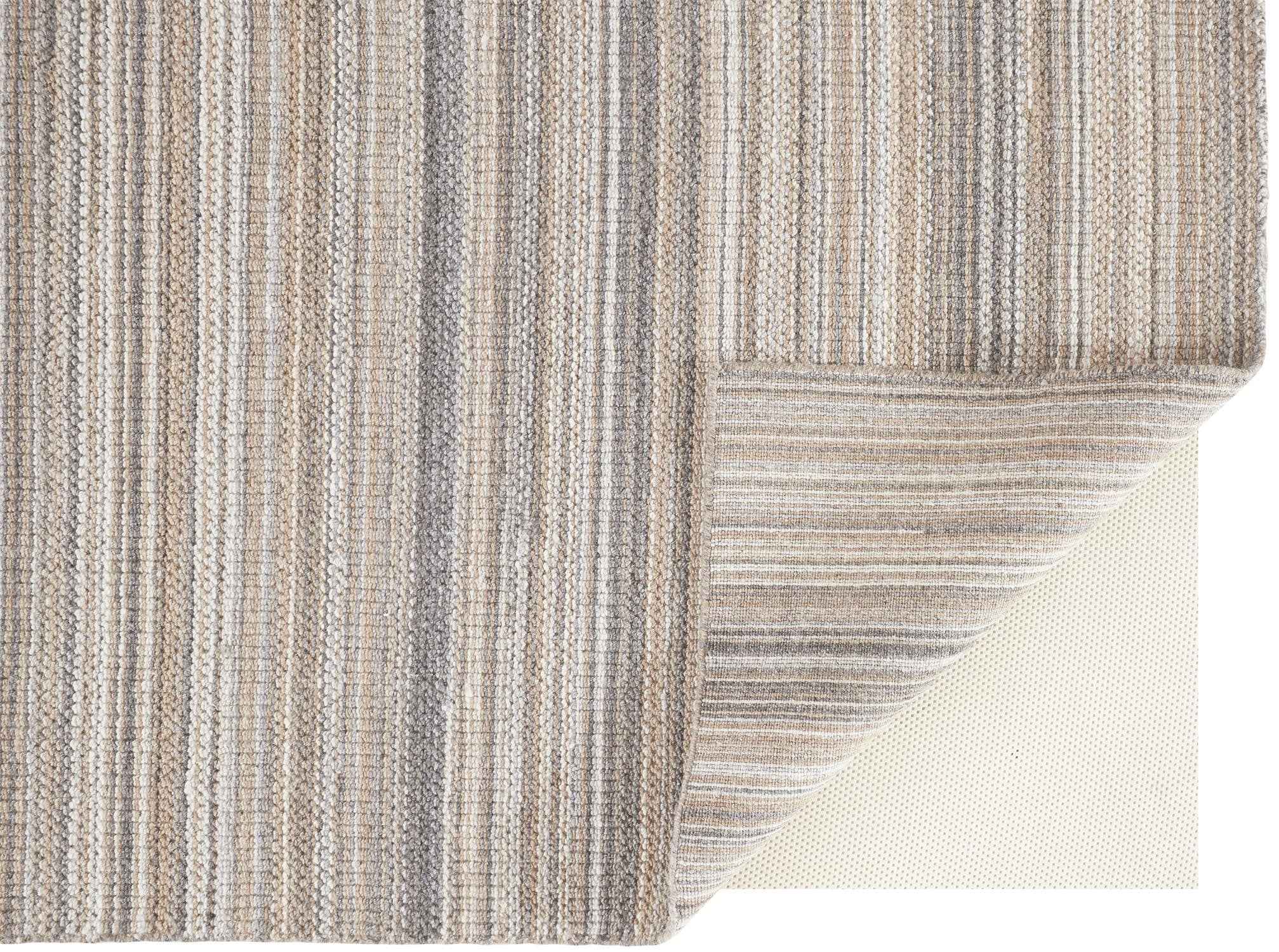 5' X 8' Brown And Taupe Wool Hand Woven Stain Resistant Area Rug