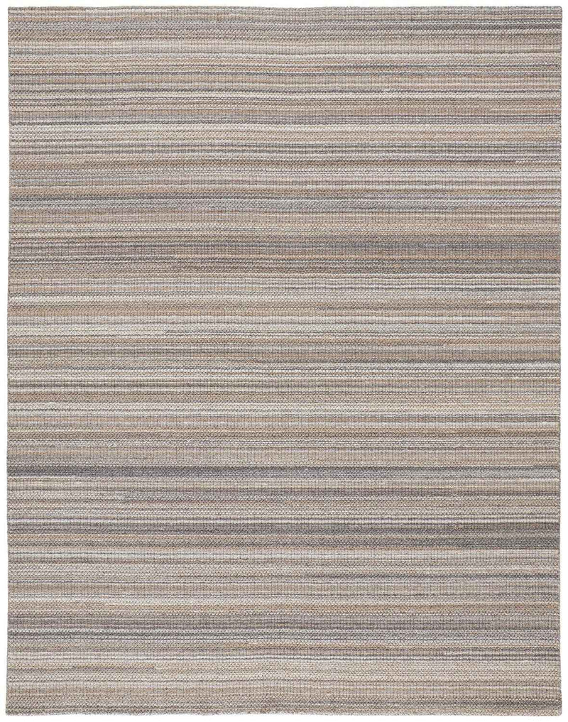 5' X 8' Brown And Taupe Wool Hand Woven Stain Resistant Area Rug