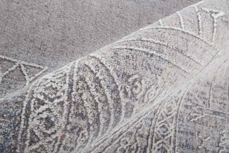 12' X 15' Gray Ivory And Orange Geometric Power Loom Distressed Stain Resistant Area Rug