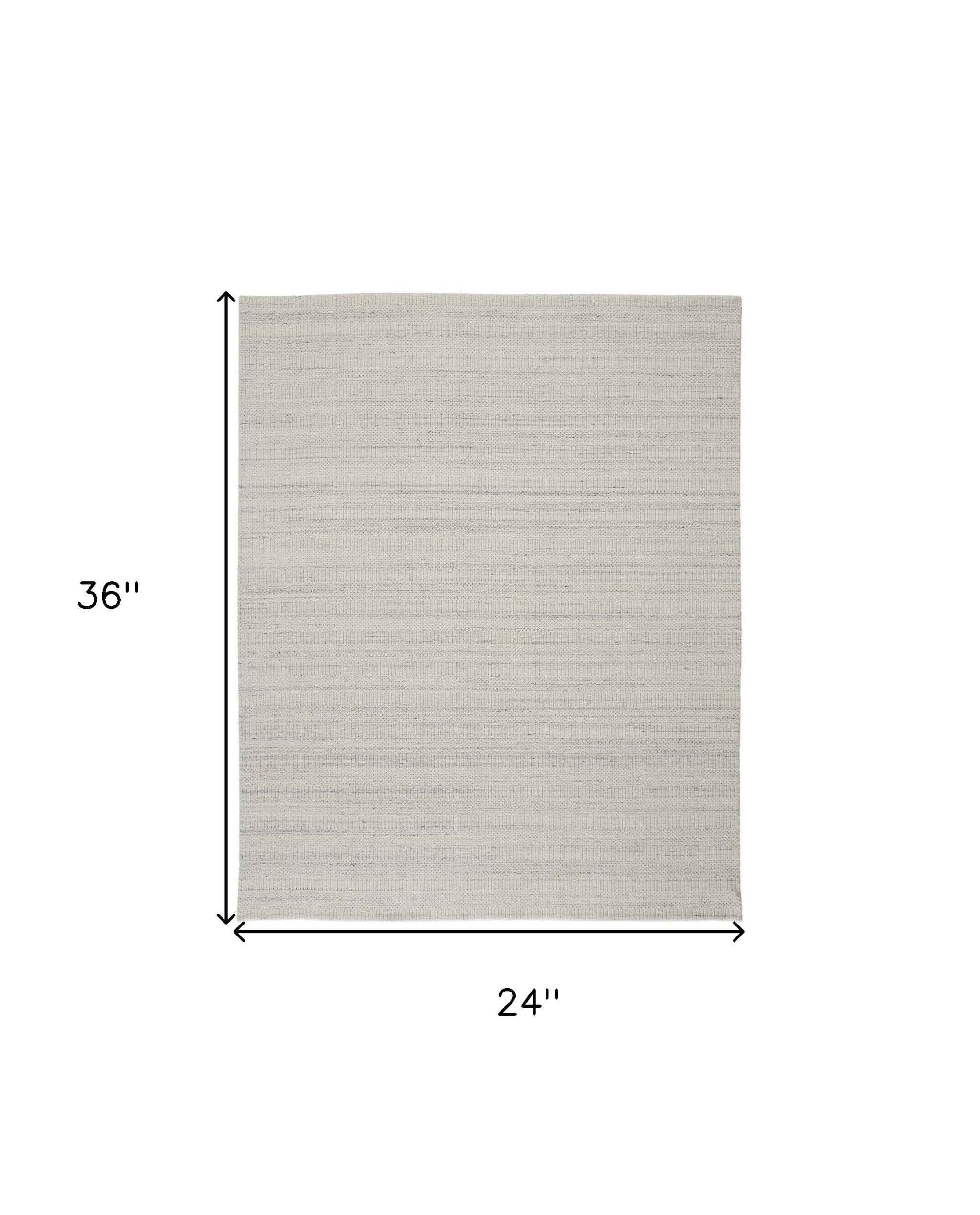 2' X 3' Ivory And Gray Wool Hand Woven Stain Resistant Area Rug