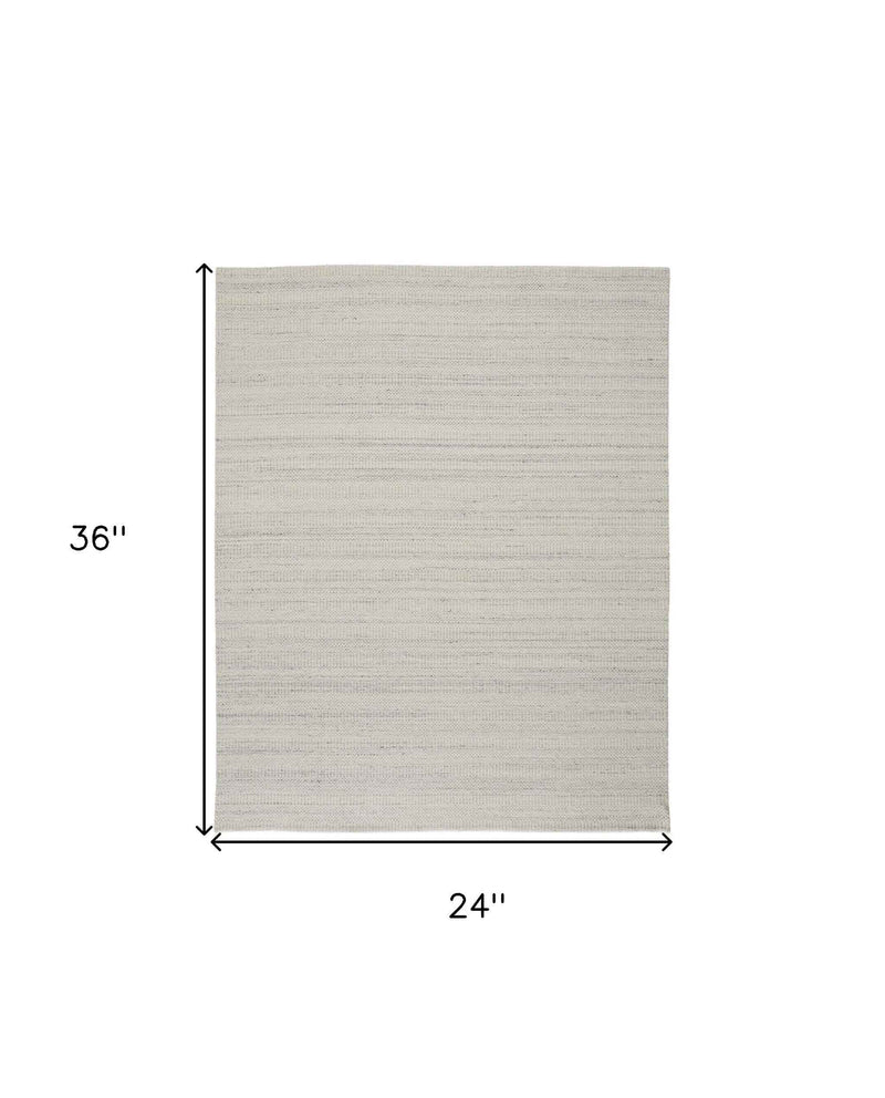 2' X 3' Ivory And Gray Wool Hand Woven Stain Resistant Area Rug