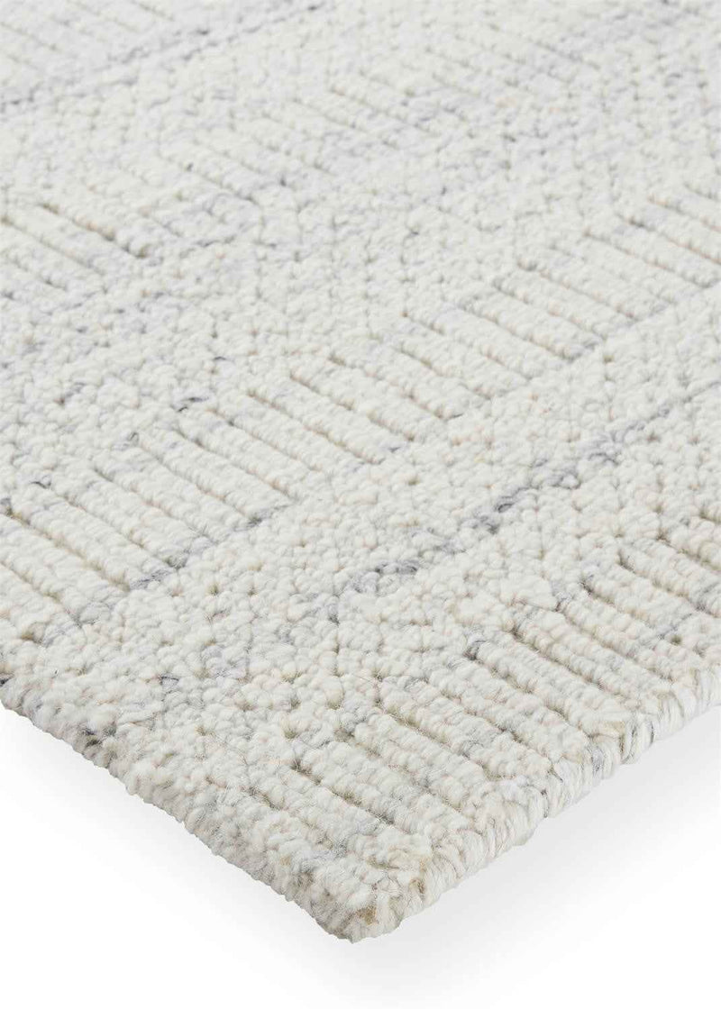 2' X 3' Ivory And Gray Wool Hand Woven Stain Resistant Area Rug
