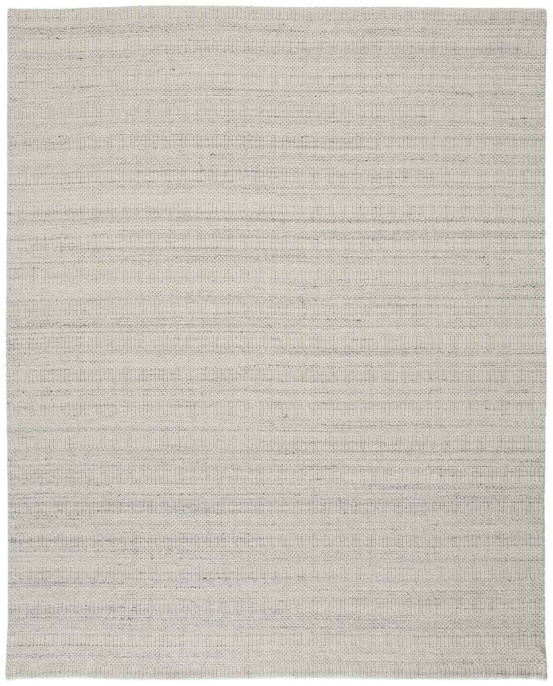 2' X 3' Ivory And Gray Wool Hand Woven Stain Resistant Area Rug