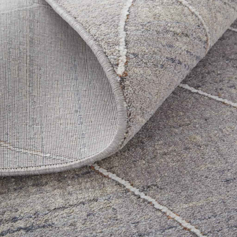 9' X 12' Gray Striped Power Loom Distressed Stain Resistant Area Rug