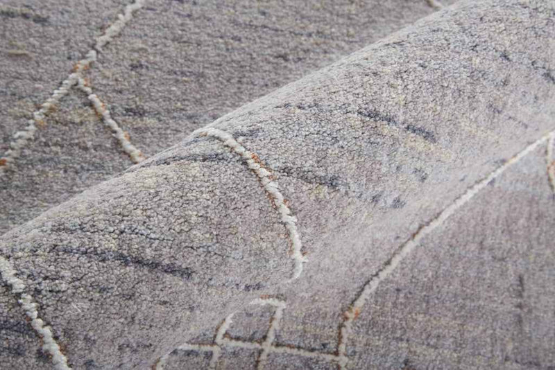 9' X 12' Gray Striped Power Loom Distressed Stain Resistant Area Rug