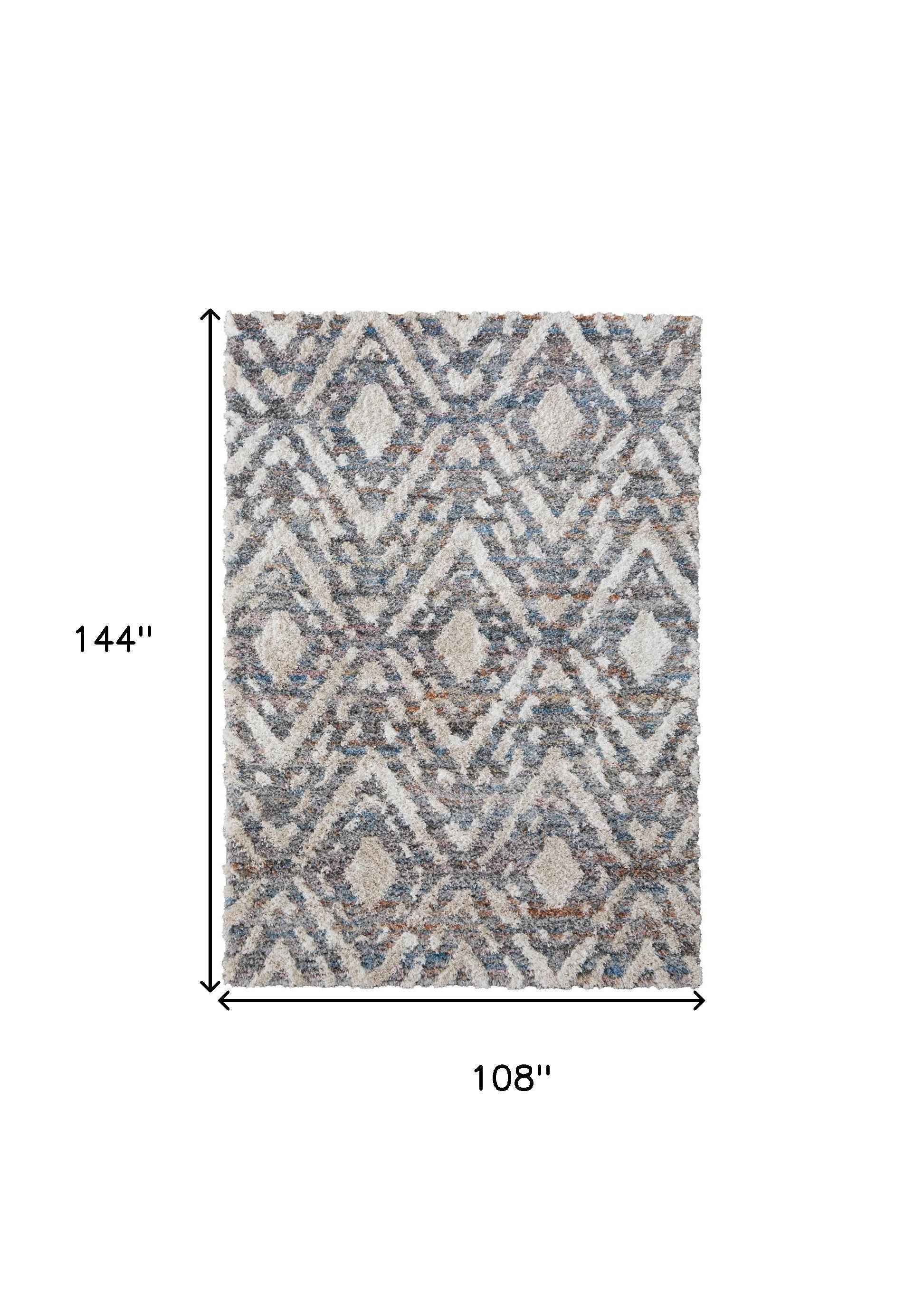 9' X 12' Ivory Gray And Taupe Geometric Power Loom Stain Resistant Area Rug
