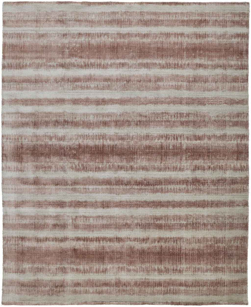 8' X 10' Tan Ivory And Pink Abstract Hand Woven Area Rug