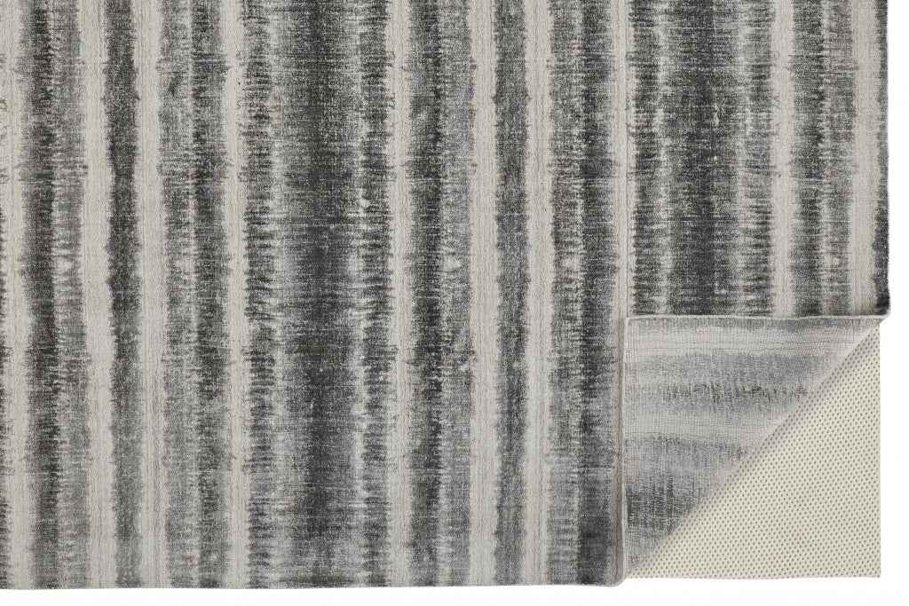 5' X 8' Gray Ivory And Black Abstract Hand Woven Area Rug