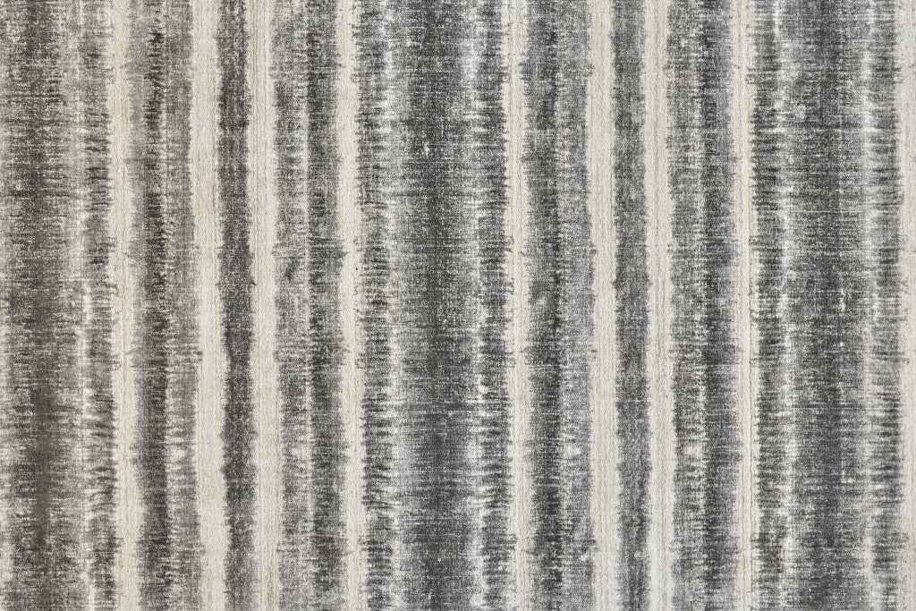 5' X 8' Gray Ivory And Black Abstract Hand Woven Area Rug