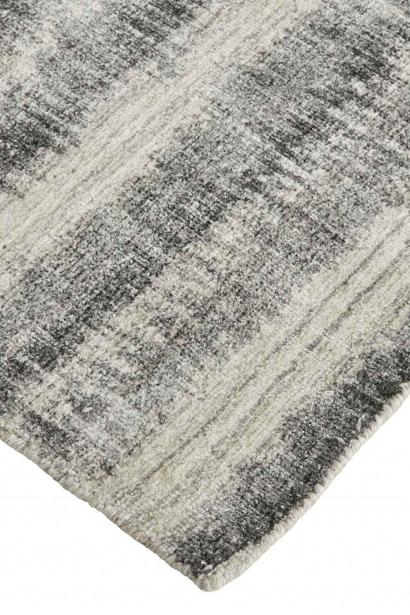 5' X 8' Gray Ivory And Black Abstract Hand Woven Area Rug
