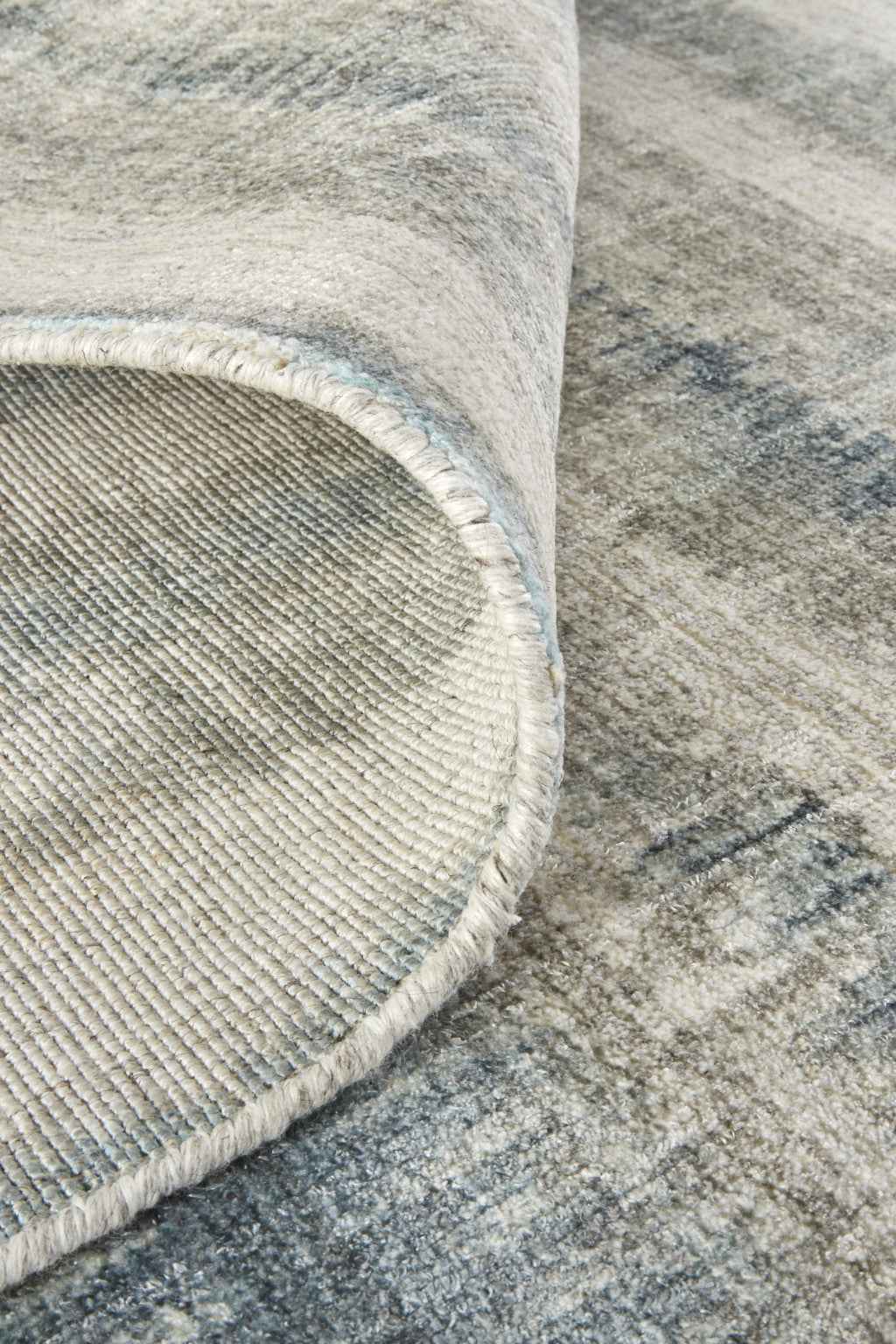 9' X 12' Gray Blue And Green Abstract Hand Woven Area Rug