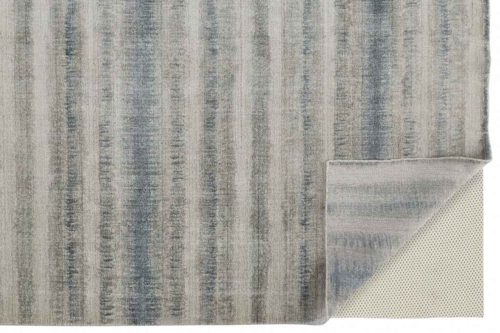 9' X 12' Gray Blue And Green Abstract Hand Woven Area Rug